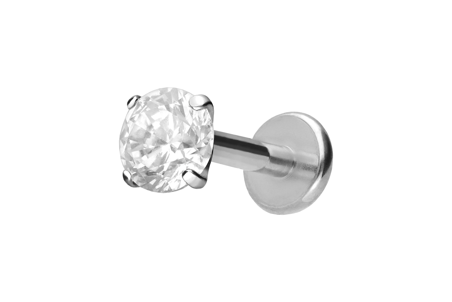 Titan Labret Piercing mit Innengewinde EINGEFASSTER KRISTALL